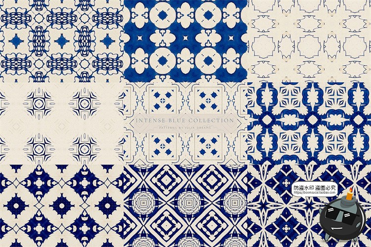 图片[3]-深蓝色藏蓝色无缝图案拼接背景底纹瓷砖地板包装印花JPG图片素材-设计猿
