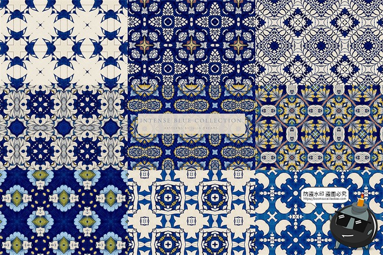 图片[5]-深蓝色藏蓝色无缝图案拼接背景底纹瓷砖地板包装印花JPG图片素材-设计猿