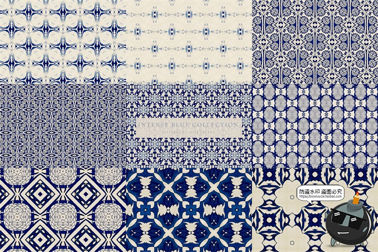 图片[8]-深蓝色藏蓝色无缝图案拼接背景底纹瓷砖地板包装印花JPG图片素材-设计猿