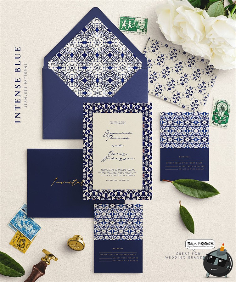 图片[13]-深蓝色藏蓝色无缝图案拼接背景底纹瓷砖地板包装印花JPG图片素材-设计猿