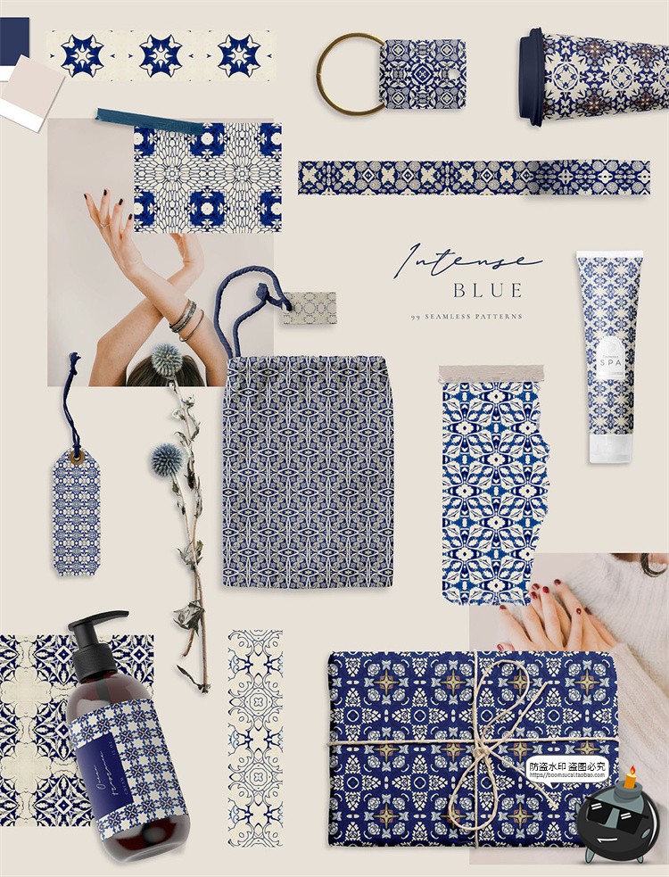 图片[14]-深蓝色藏蓝色无缝图案拼接背景底纹瓷砖地板包装印花JPG图片素材-设计猿