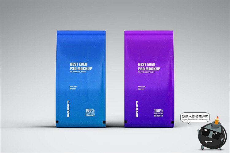 图片[4]-铝制包装自立袋食品咖啡豆猫粮狗粮麦片包装贴图样机PSD模板素材-设计猿