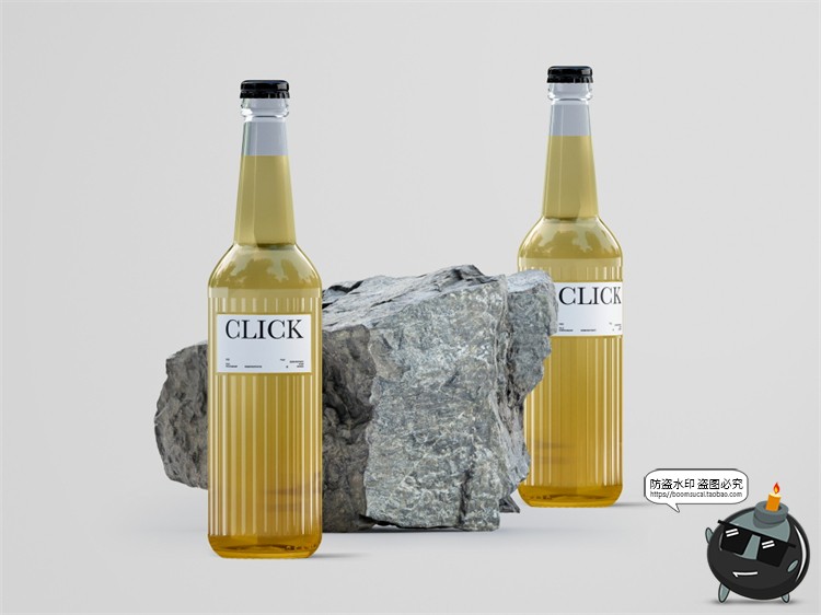 图片[3]-苏打水汽水啤酒铁盖透明玻璃瓶饮品产贴图场景样机PSD模板PS素材-设计猿