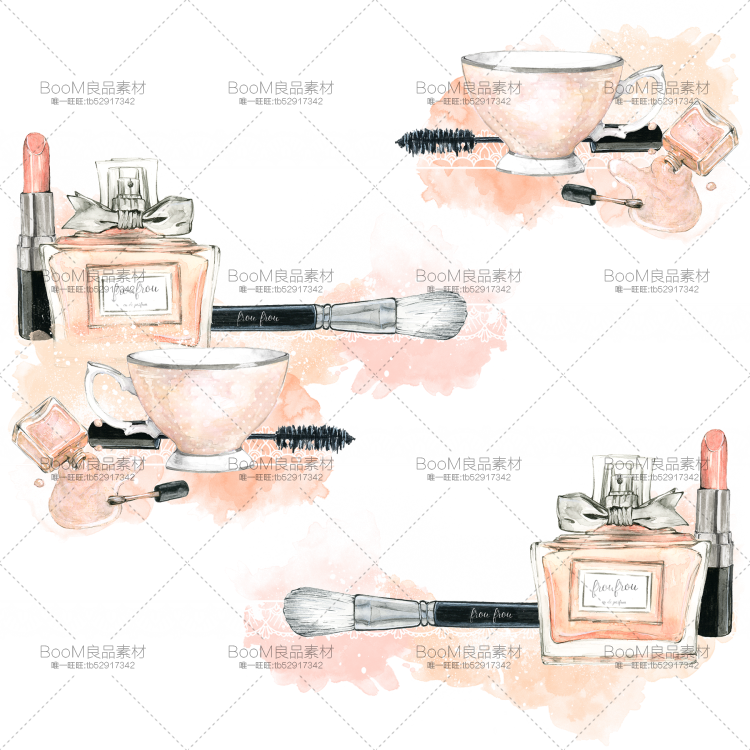 图片[3]-粉色手绘水彩铅笔画化妆品护肤品图案海报高清图片PNG免扣PS素材-设计猿