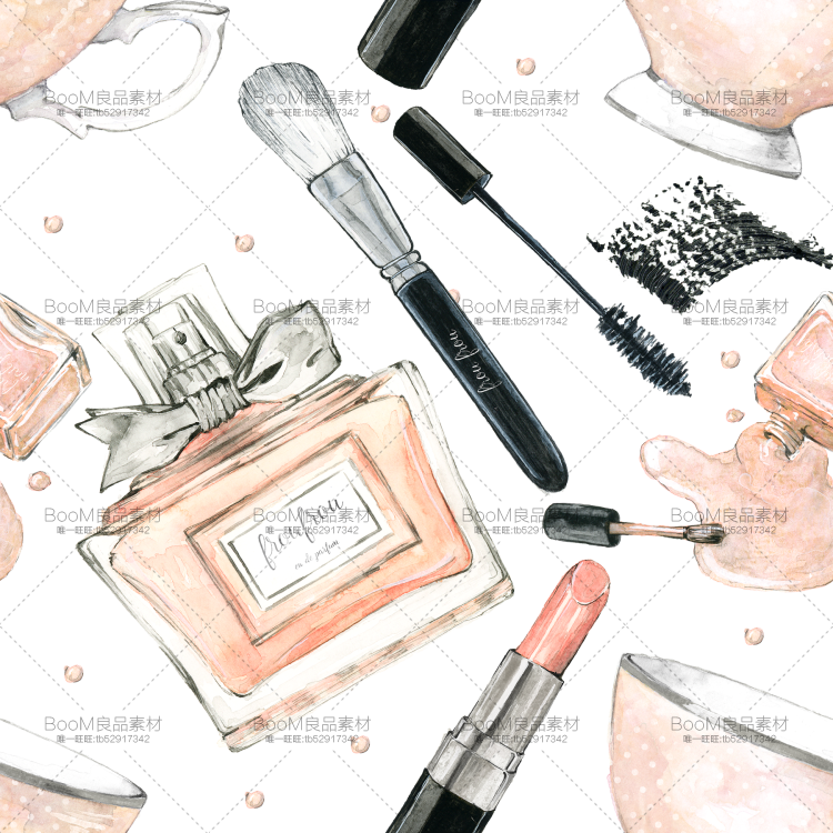 图片[7]-粉色手绘水彩铅笔画化妆品护肤品图案海报高清图片PNG免扣PS素材-设计猿