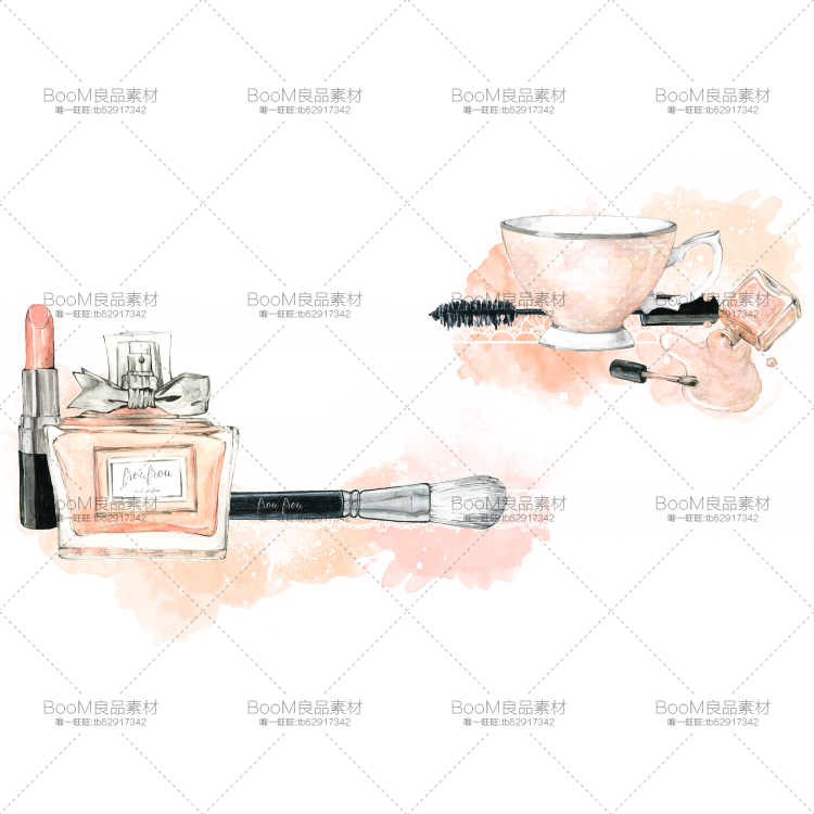 图片[14]-粉色手绘水彩铅笔画化妆品护肤品图案海报高清图片PNG免扣PS素材-设计猿