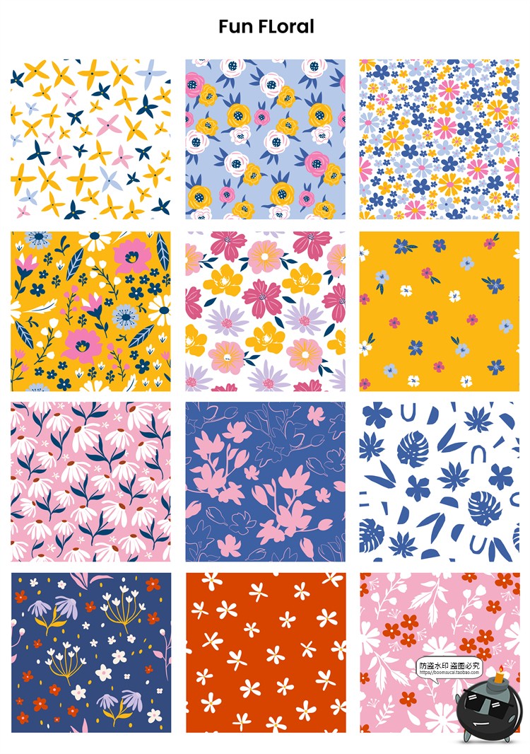 图片[4]-艺术装饰几何花卉墙纸无缝拼接印花图案背景JPG图片AI矢量素材-设计猿