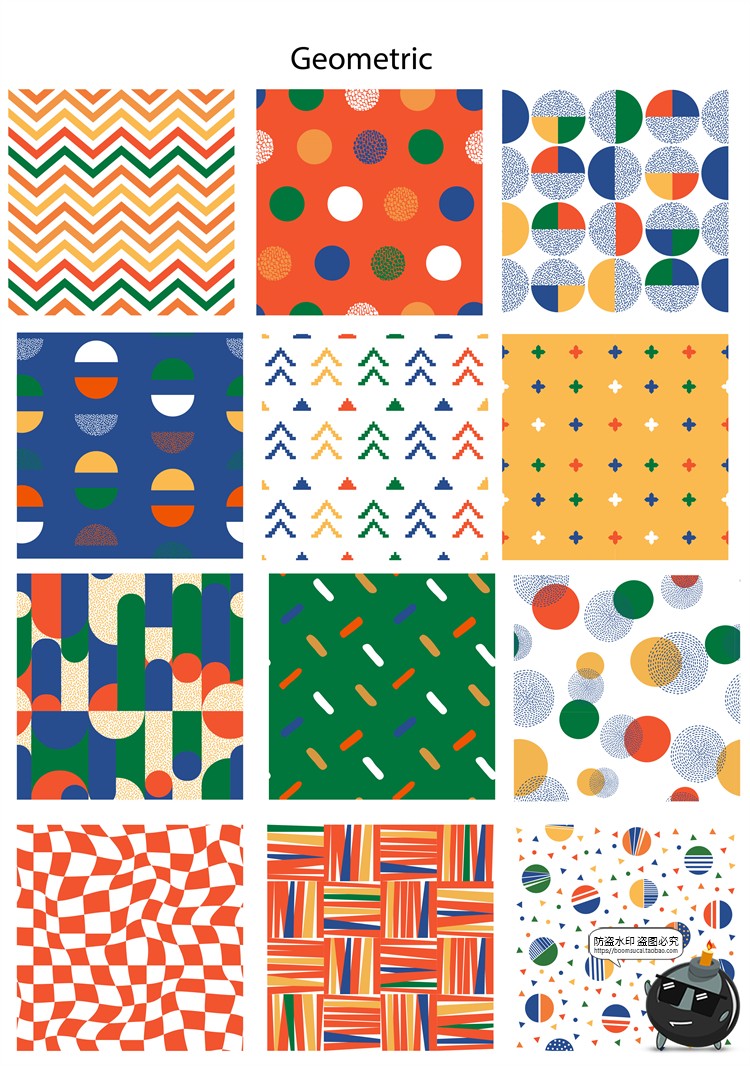 图片[5]-艺术装饰几何花卉墙纸无缝拼接印花图案背景JPG图片AI矢量素材-设计猿