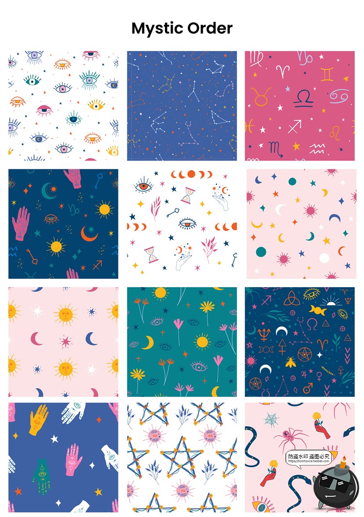 图片[7]-艺术装饰几何花卉墙纸无缝拼接印花图案背景JPG图片AI矢量素材-设计猿