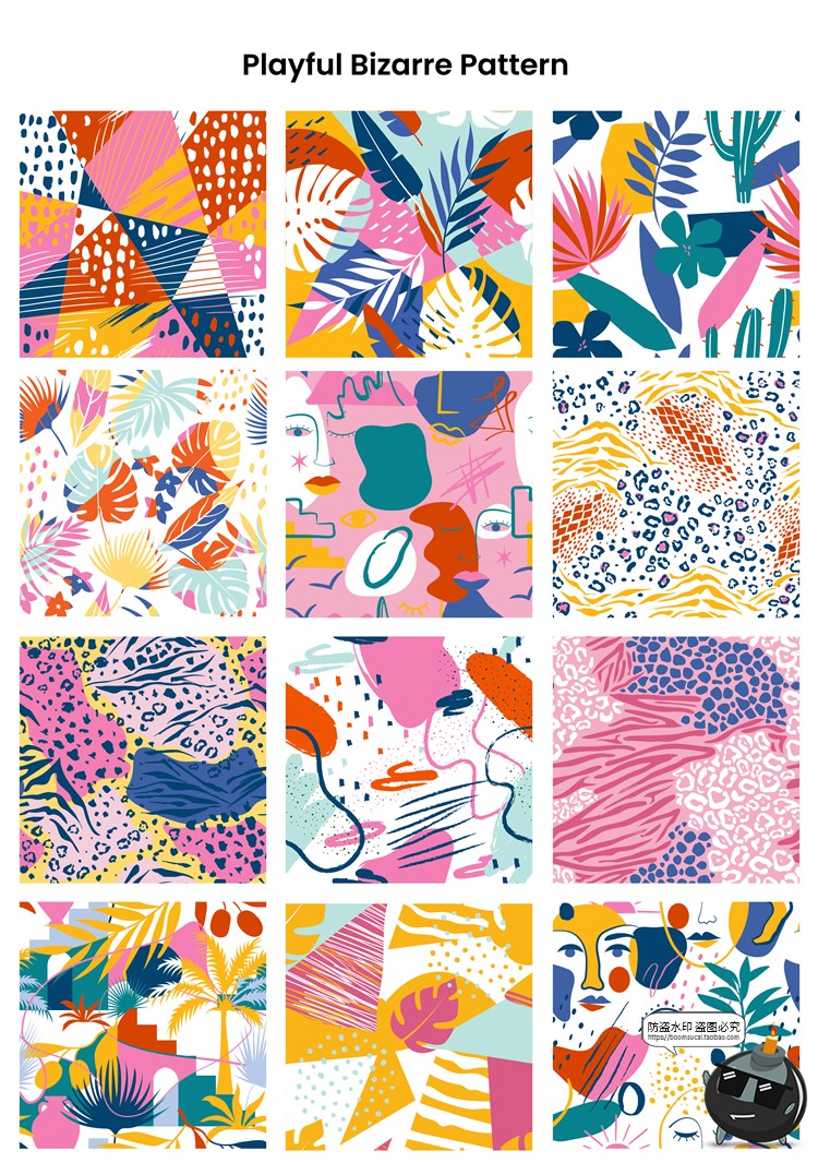 图片[8]-艺术装饰几何花卉墙纸无缝拼接印花图案背景JPG图片AI矢量素材-设计猿