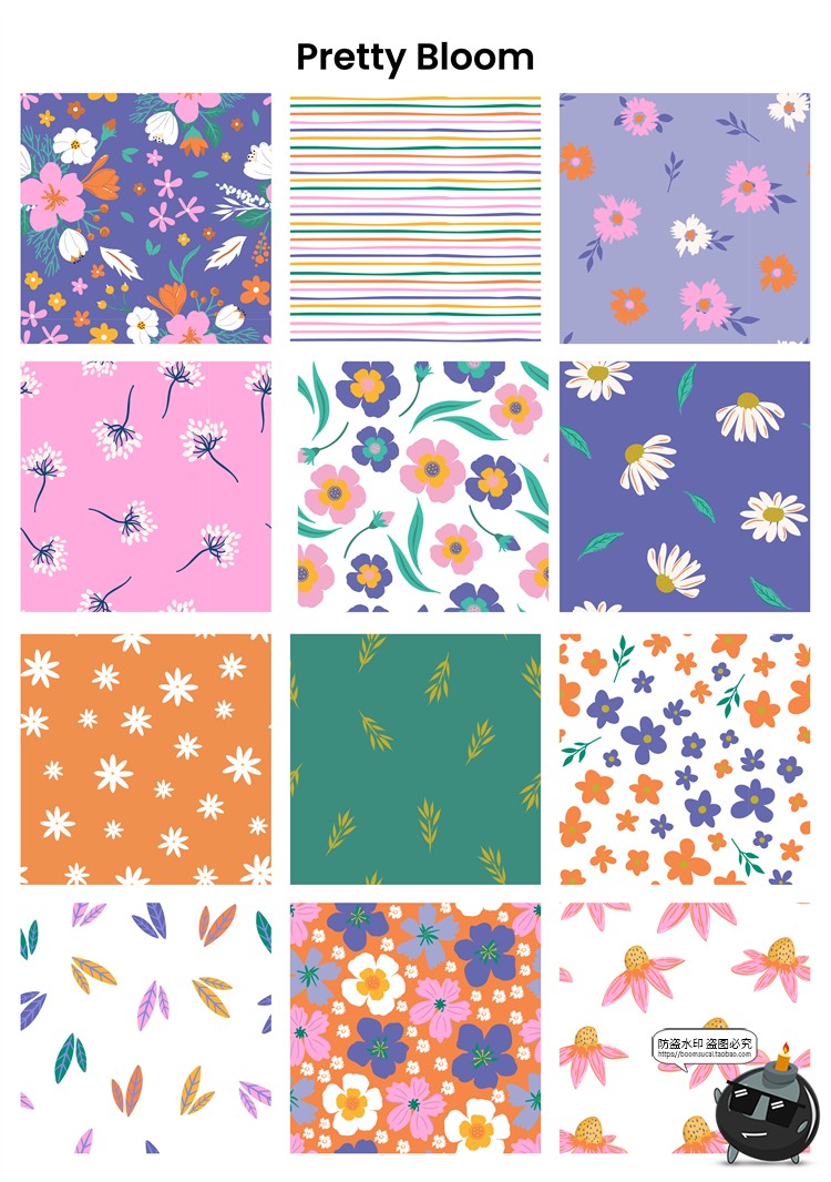 图片[9]-艺术装饰几何花卉墙纸无缝拼接印花图案背景JPG图片AI矢量素材-设计猿