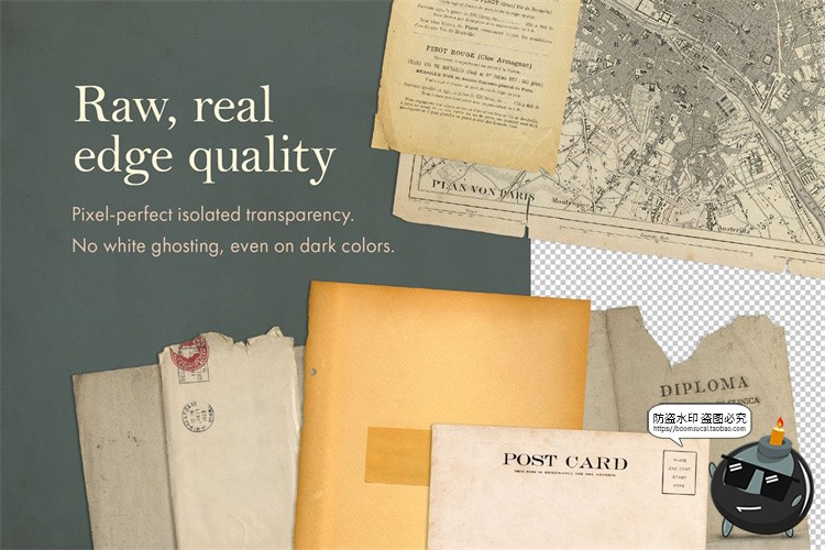 图片[3]-复古做旧牛皮纸贴纸张信纸信封相框扑克牌封面PNG背景肌理素材-设计猿