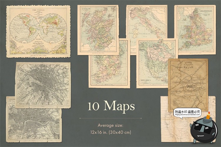 图片[7]-复古做旧牛皮纸贴纸张信纸信封相框扑克牌封面PNG背景肌理素材-设计猿