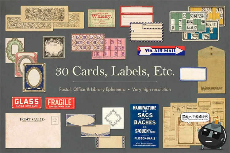 图片[10]-复古做旧牛皮纸贴纸张信纸信封相框扑克牌封面PNG背景肌理素材-设计猿