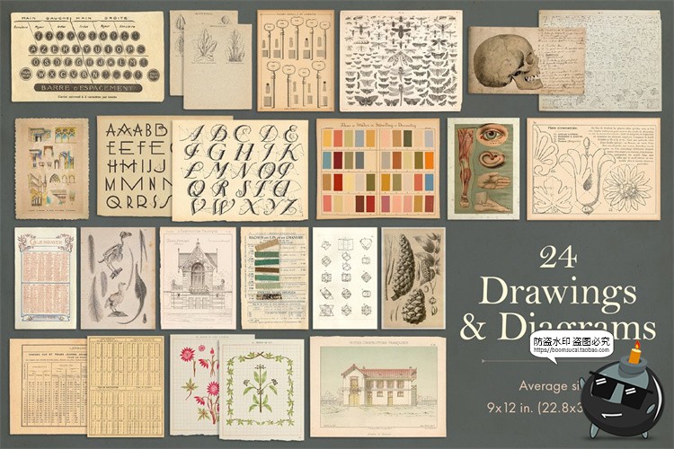 图片[11]-复古做旧牛皮纸贴纸张信纸信封相框扑克牌封面PNG背景肌理素材-设计猿