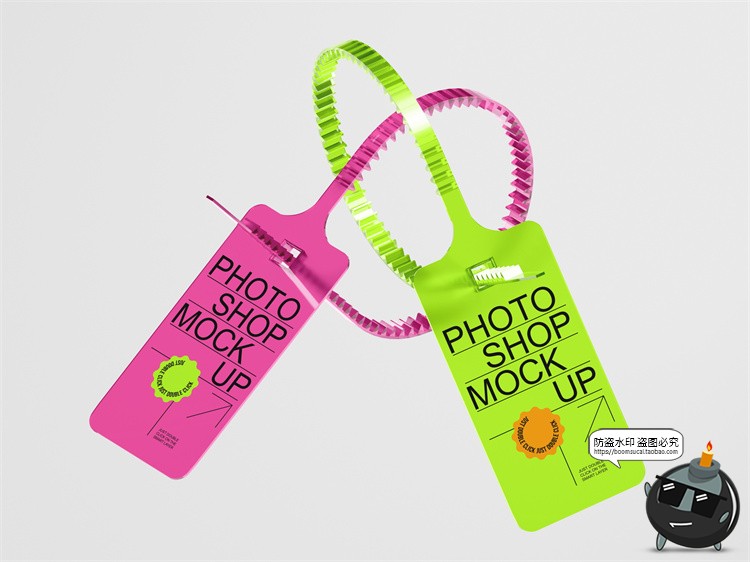 图片[5]-极简塑料标签吊牌价标服装产品防盗签VI品牌展示PSD模板样机素材-设计猿