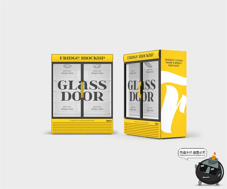 图片[10]-超市饮料展示柜双门冰柜冰箱冷藏柜效果图展示PSD模板样机PS素材-设计猿