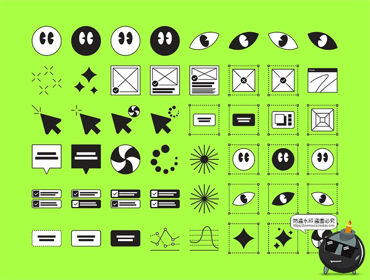 图片[2]-线性潮流时尚酸性复古趣味卡通装饰SVG创意icon图标AI矢量PNG素材-设计猿