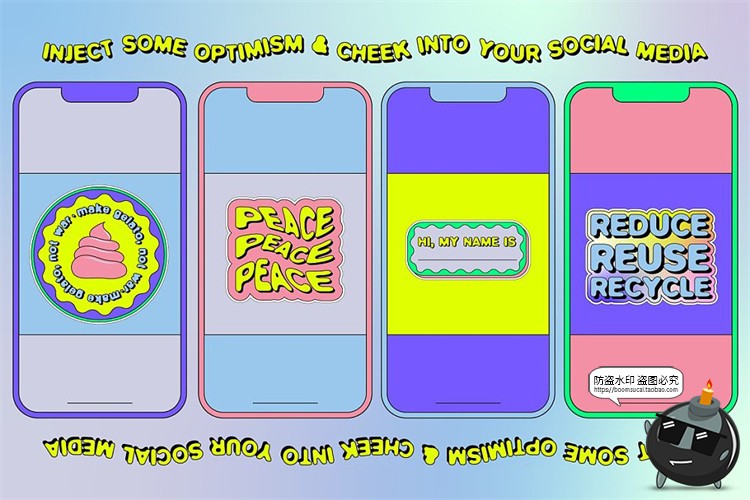 图片[5]-Y2K千禧年潮流复古风朋克摇滚卡通标签贴纸AI矢量PNG免扣SVG素材-设计猿