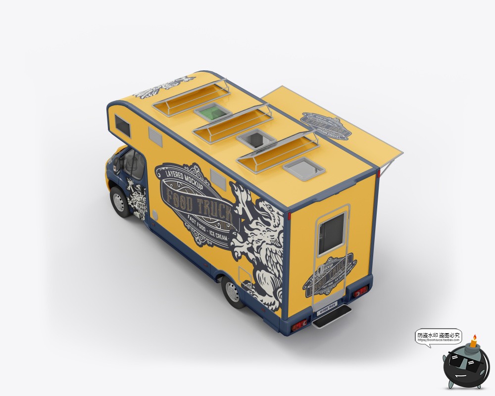 图片[3]-食品移动餐车快餐车摆摊卡车汽车贴图外观广告样机PSD模板PS素材-设计猿