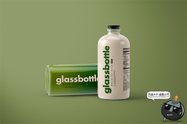 图片[3]-大容量玻璃瓶牛奶矿泉水果汁瓶密封铁盖饮品包装展示PSD模板样机-设计猿