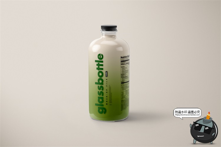 图片[4]-大容量玻璃瓶牛奶矿泉水果汁瓶密封铁盖饮品包装展示PSD模板样机-设计猿