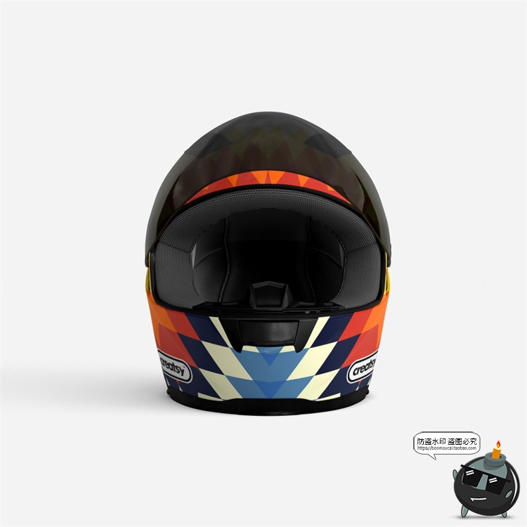 图片[5]-电动车摩托车机车安全头盔印花图案贴图效果展示样机PSD模板素材-设计猿