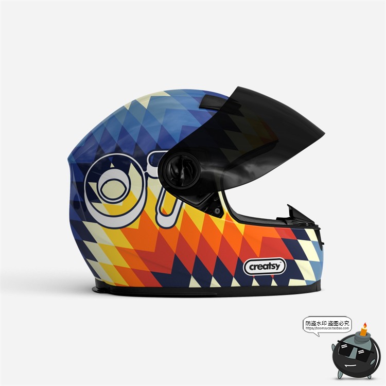 图片[8]-电动车摩托车机车安全头盔印花图案贴图效果展示样机PSD模板素材-设计猿