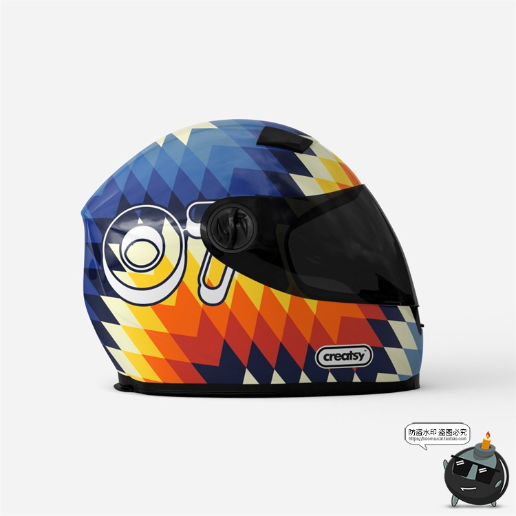 图片[9]-电动车摩托车机车安全头盔印花图案贴图效果展示样机PSD模板素材-设计猿