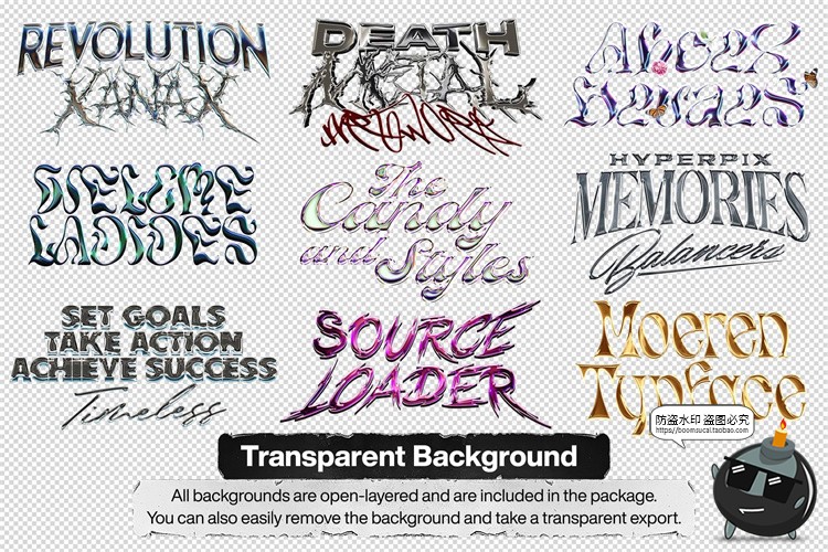 图片[2]-未来科幻3D金属镀铬酸性立体字特效海报标题文字样机PSD模板素材-设计猿