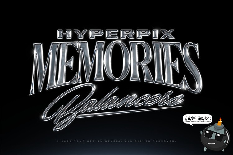 图片[5]-未来科幻3D金属镀铬酸性立体字特效海报标题文字样机PSD模板素材-设计猿