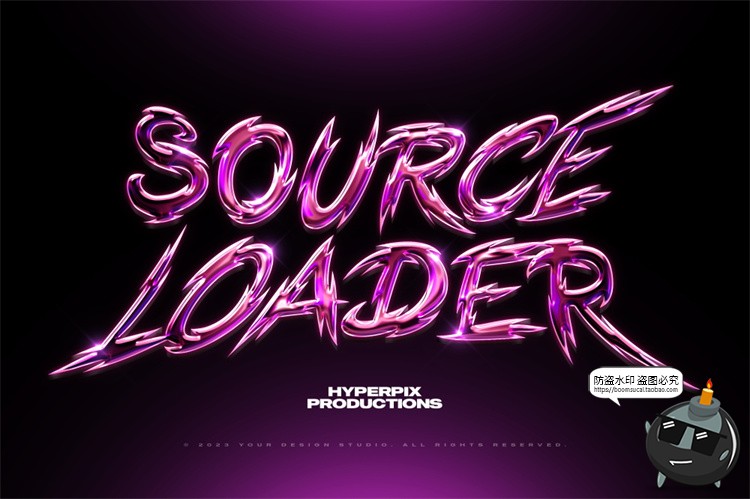 图片[6]-未来科幻3D金属镀铬酸性立体字特效海报标题文字样机PSD模板素材-设计猿