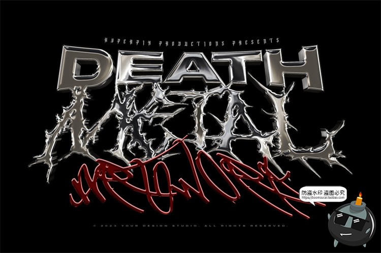 图片[11]-未来科幻3D金属镀铬酸性立体字特效海报标题文字样机PSD模板素材-设计猿