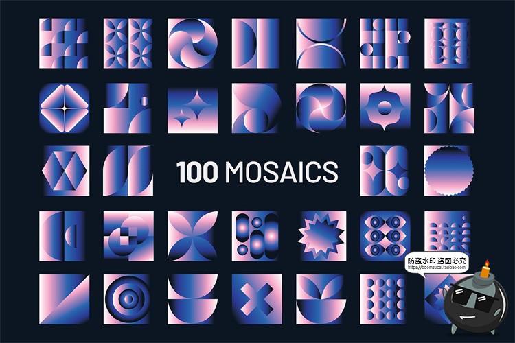 图片[2]-200款时尚抽象艺术马赛克渐变几何图形印花图案JPG图片AI矢量素材-设计猿