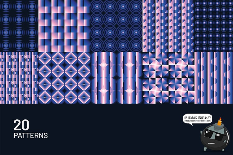 图片[6]-200款时尚抽象艺术马赛克渐变几何图形印花图案JPG图片AI矢量素材-设计猿