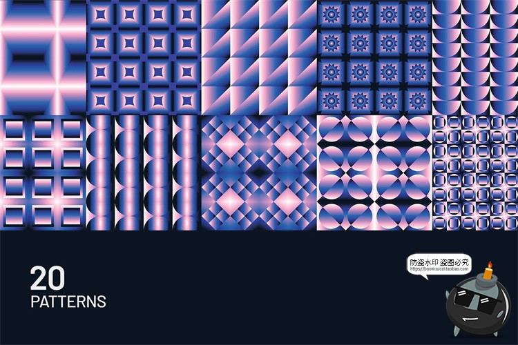 图片[7]-200款时尚抽象艺术马赛克渐变几何图形印花图案JPG图片AI矢量素材-设计猿