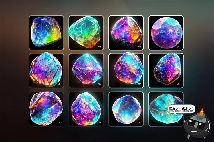 图片[2]-霓虹炫彩天然裸石彩钻宝石水晶钻石肌理PNG免抠图片后期合成素材-设计猿