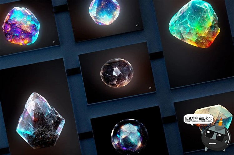 图片[3]-霓虹炫彩天然裸石彩钻宝石水晶钻石肌理PNG免抠图片后期合成素材-设计猿