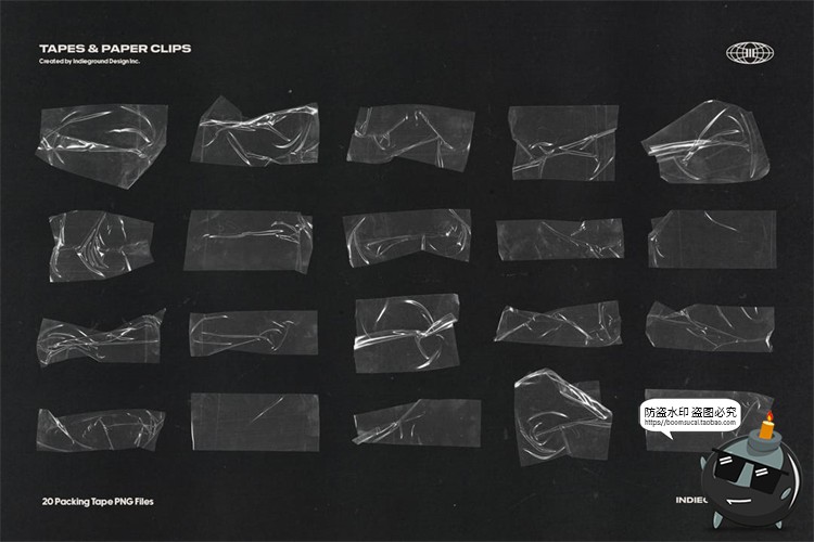 图片[5]-复古美式做旧胶带贴纸撕纸美纹纸回形针拼贴装饰PNG免抠图素材-设计猿