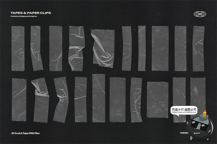 图片[6]-复古美式做旧胶带贴纸撕纸美纹纸回形针拼贴装饰PNG免抠图素材-设计猿