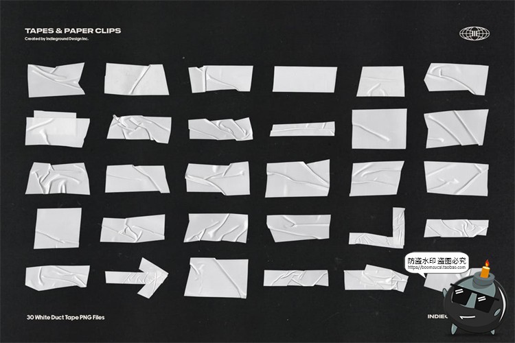 图片[7]-复古美式做旧胶带贴纸撕纸美纹纸回形针拼贴装饰PNG免抠图素材-设计猿