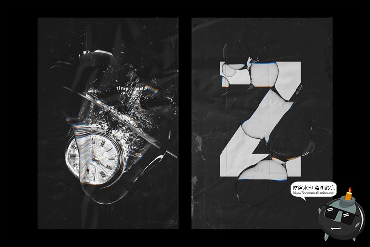 图片[13]-扭曲风液态水光折影透明失真光折射效果PSD样机模板PNG免抠PS素材-设计猿