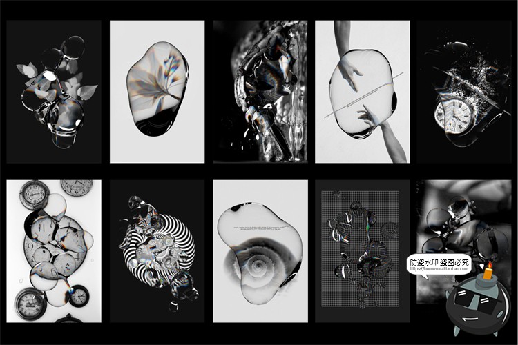 图片[16]-扭曲风液态水光折影透明失真光折射效果PSD样机模板PNG免抠PS素材-设计猿