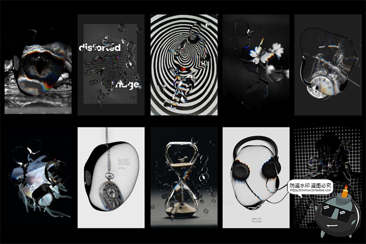 图片[18]-扭曲风液态水光折影透明失真光折射效果PSD样机模板PNG免抠PS素材-设计猿