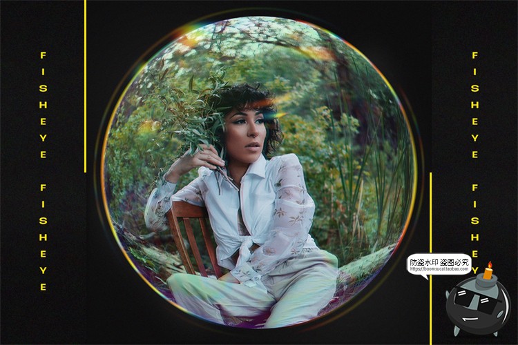 图片[10]-鱼眼镜头圆形镜像凸透镜扭曲效果特效后期图片合成PSD模板PS素材-设计猿