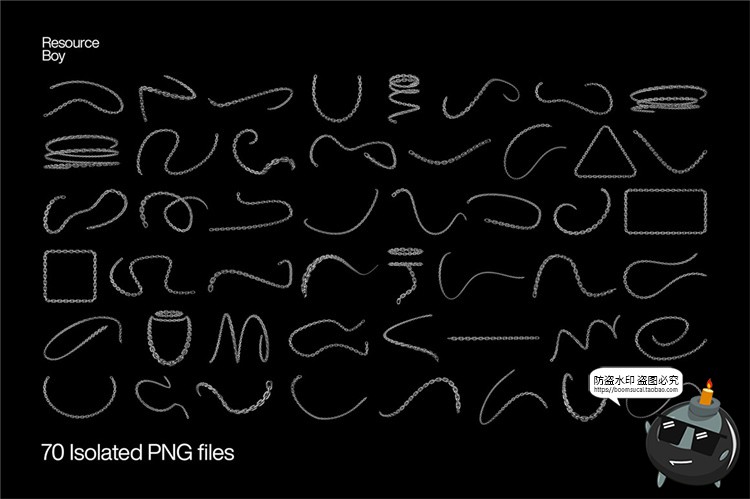 图片[3]-复古新潮Y2K酸性金属街头摇滚链条锁链铁链PNG免抠后期合成素材-设计猿