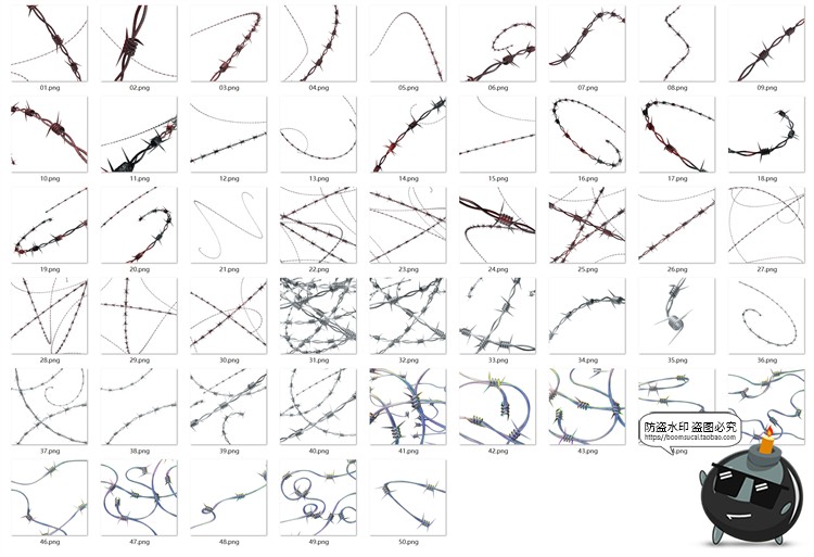 图片[5]-酸性机能金属质感镀铬荆棘铁刺PNG免扣免抠背景元素后期合成素材-设计猿