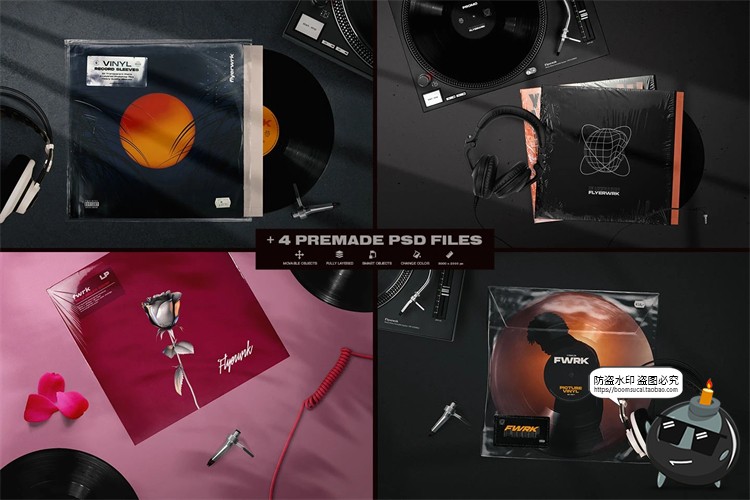 图片[6]-复古潮流黑胶专题唱片包装样机展示mockup智能贴图PSD模版PS素材-设计猿