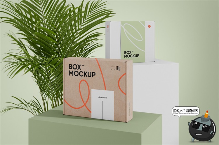 图片[3]-牛皮纸瓦楞纸快递盒包装盒箱子产品纸盒场景贴图样机PSD模板素材-设计猿