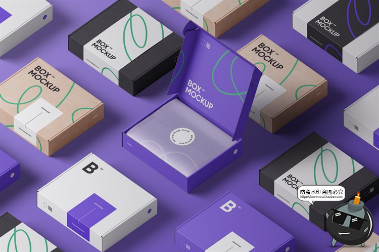 图片[4]-牛皮纸瓦楞纸快递盒包装盒箱子产品纸盒场景贴图样机PSD模板素材-设计猿